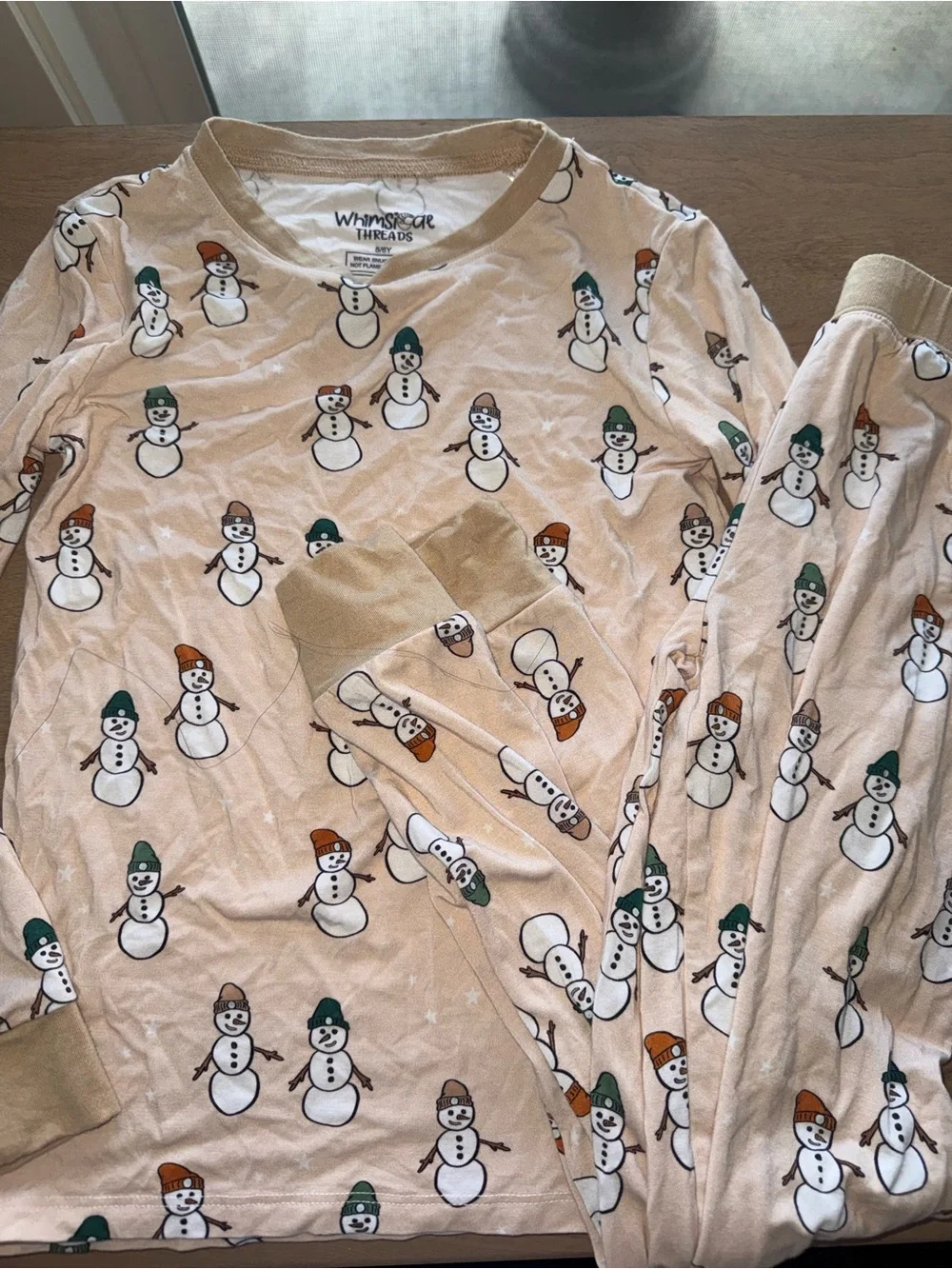 Whimsical Threads Snowman Bamboo Pjs Size 5/6
